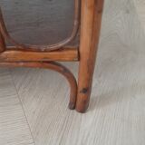 Vintage - set of 2 shelves of wooden floor, bamboo and rattan - 3 levels- retro 80s