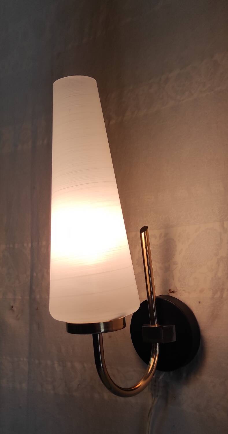Brass and glass wall lights - 50s/60s