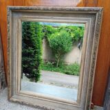 Patinated wall mirror gray with beveled ice, 80 x 70 cm