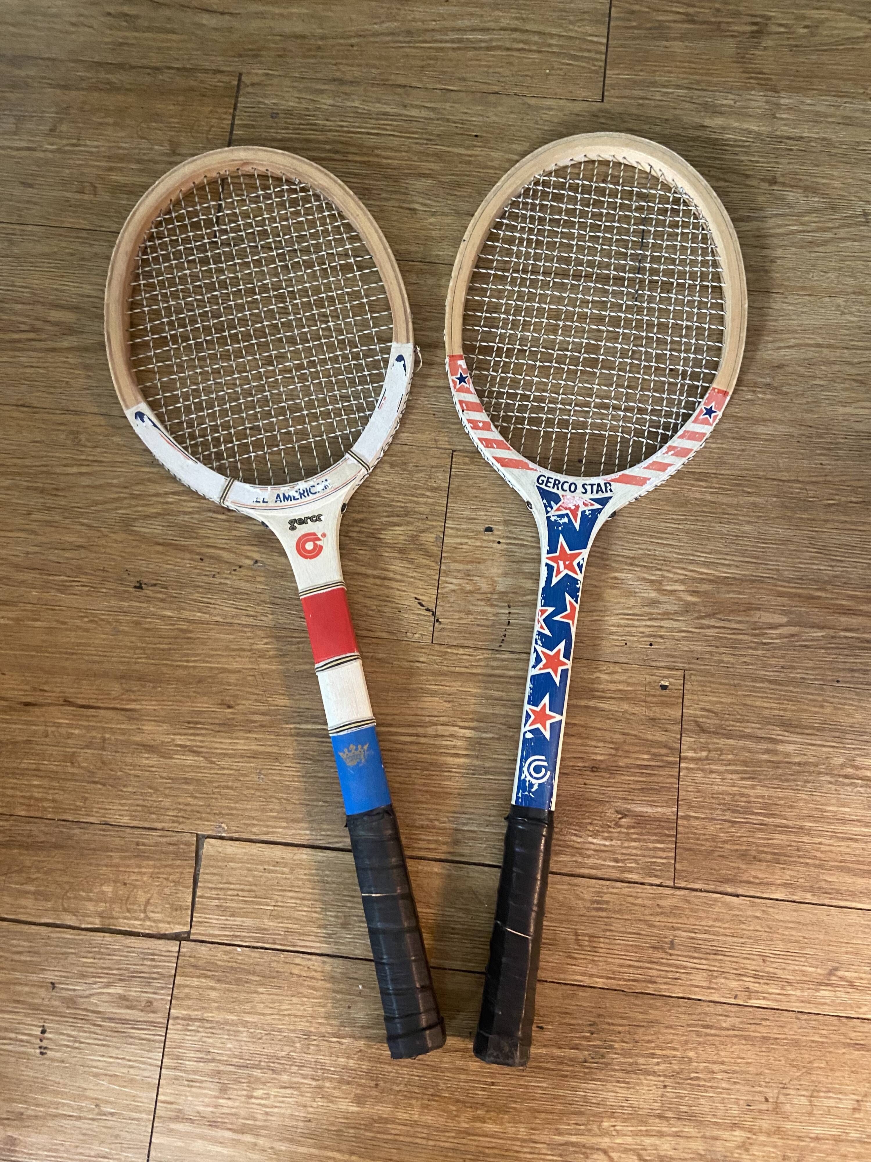 Pair of wooden tennis rackets dating from the 70s