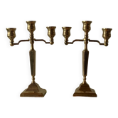 Paire de chandeliers vintage en laiton