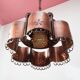Large Scandinavian copper and wood pendant lamp circa 1970