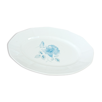 Digoin oval dish blue pink