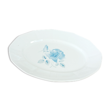 Plat ovale Digoin rose bleue