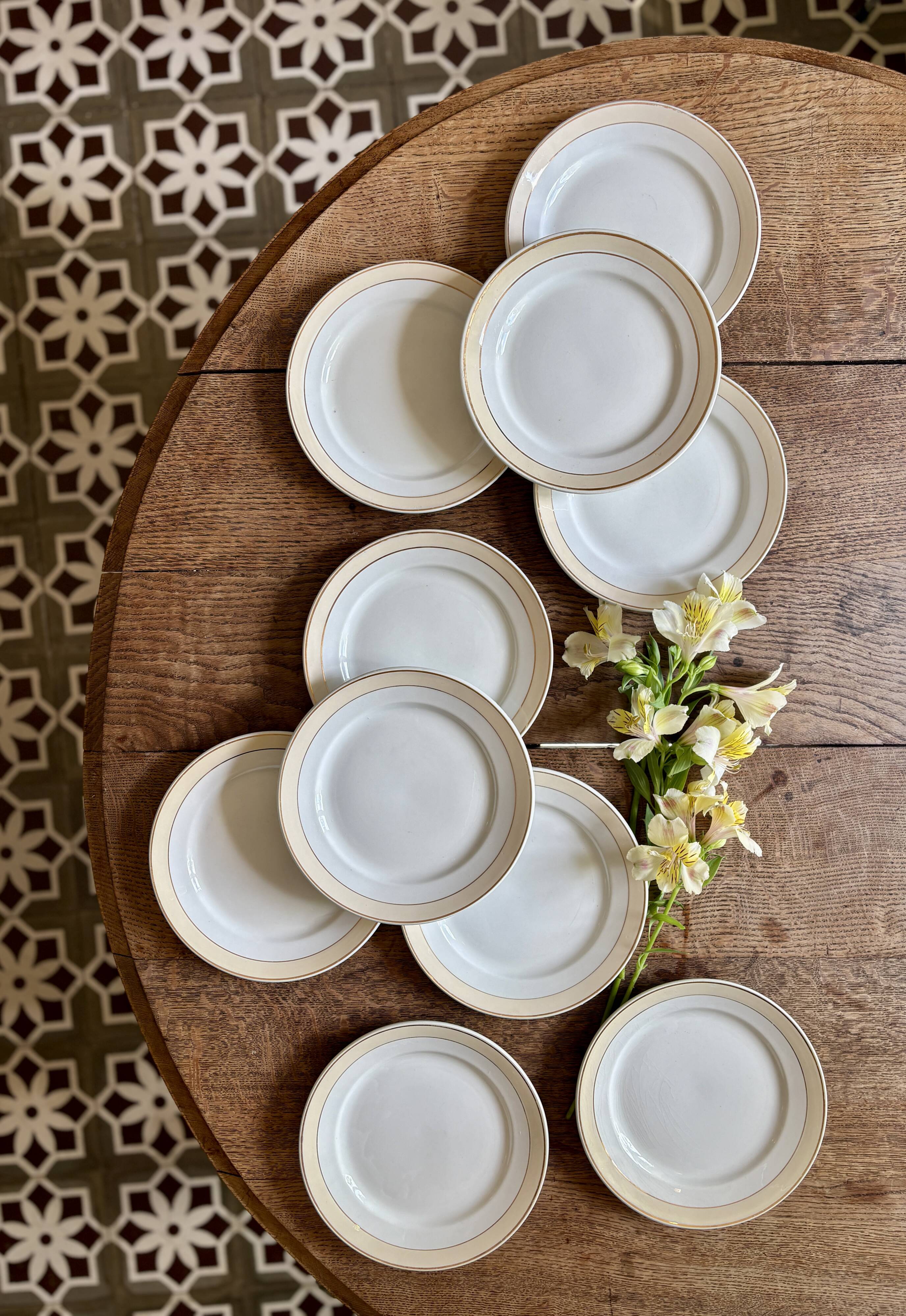 Set of 10 antique dessert plates - Auteuil from Lunéville