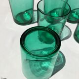6 straight water glasses in green glass height 8cm