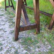 Pair of rustic antique long benches in solid wood – 195 cm