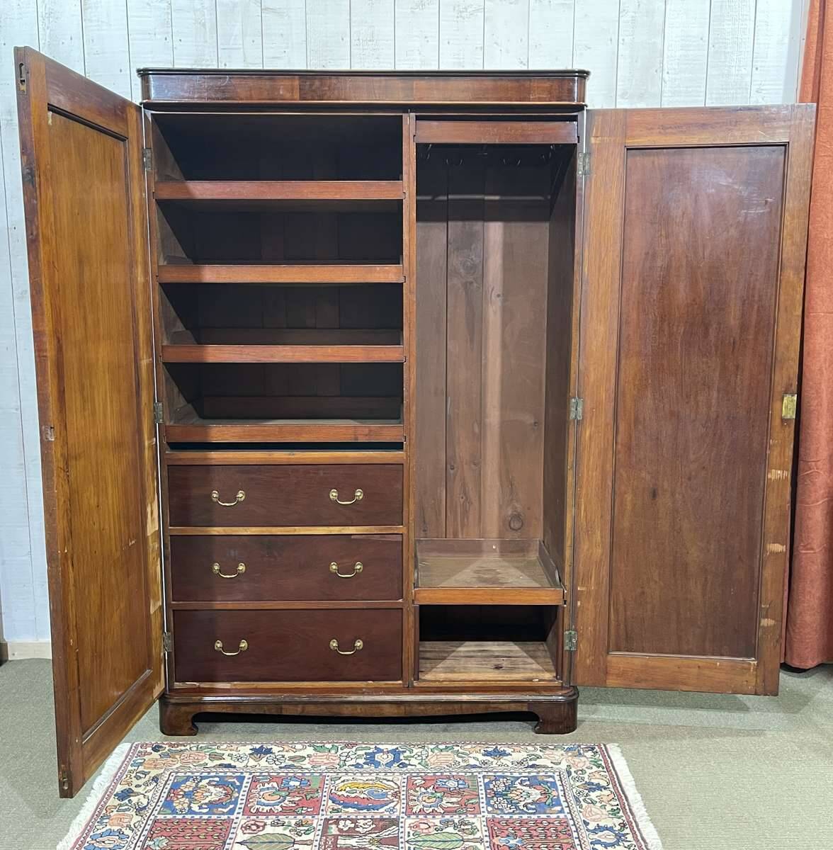 Armoire dressing Victorienne 19ème en acajou.