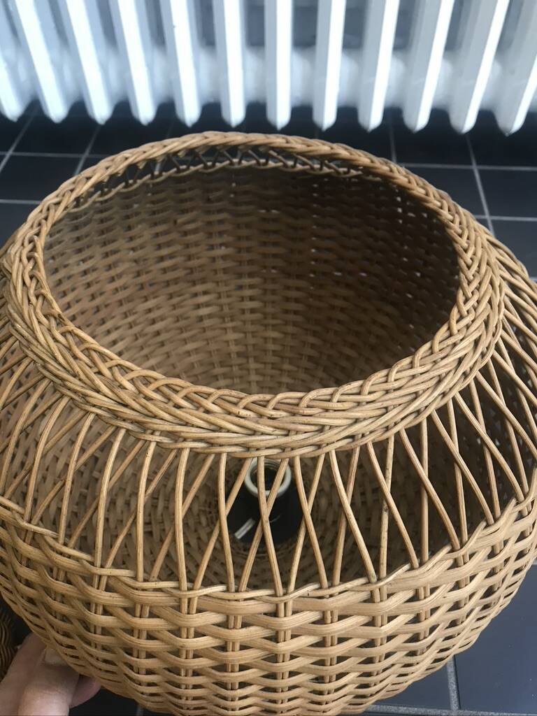 Rattan chandelier suspension old vintage craftsmanship 1960
