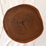 Round wooden coffee table walnut trunk