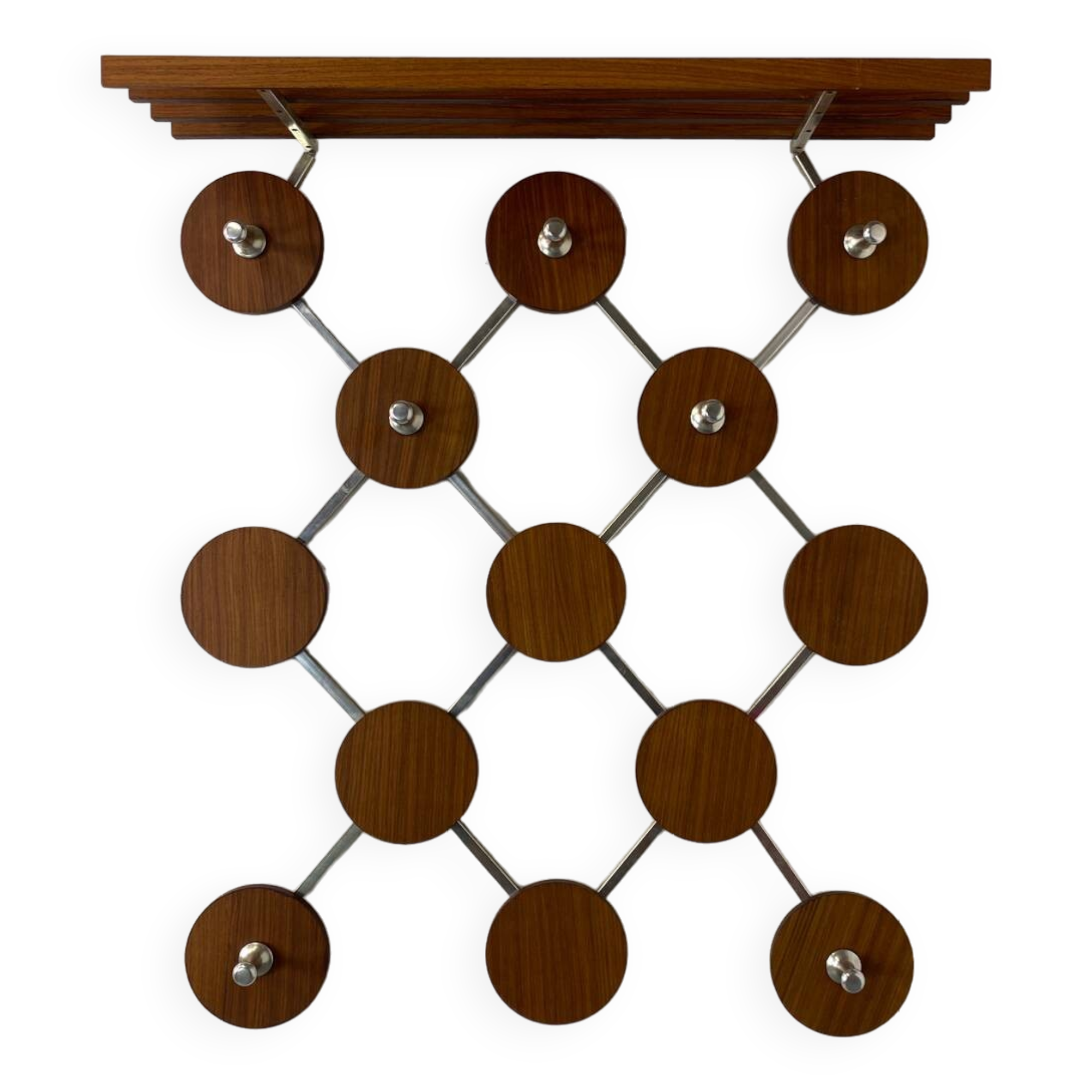 Vintage, Scandinavian Mid-Century Teak and Metal Coat Rack, 1960s