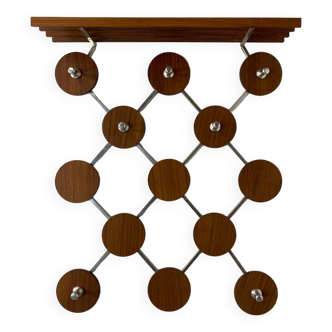 Vintage, Scandinavian Mid-Century Teak and Metal Coat Rack, 1960s