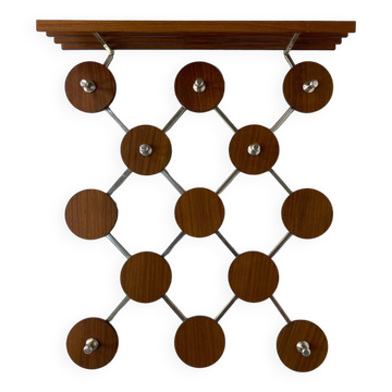 Porte-manteau vintage scandinave du milieu du siècle en teck et en métal, années 1960.