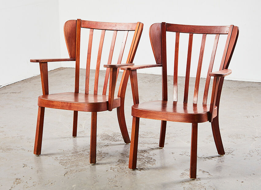 Christian E. Hansen pair of Canada easy chairs for Fritz Hansen Denmark 1940
