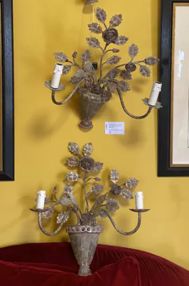 Set of two wrought iron wall sconces