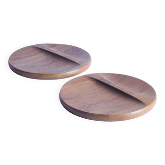 Teak wood dinner plates by Richard Nissen , Denmark 1960s set of 2