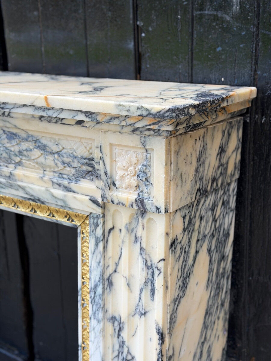 Louis XVI style fireplace in Paonazzo marble, circa 1880.