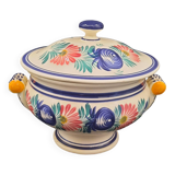 HB Quimper earthenware soup tureen with traditional floral decoration