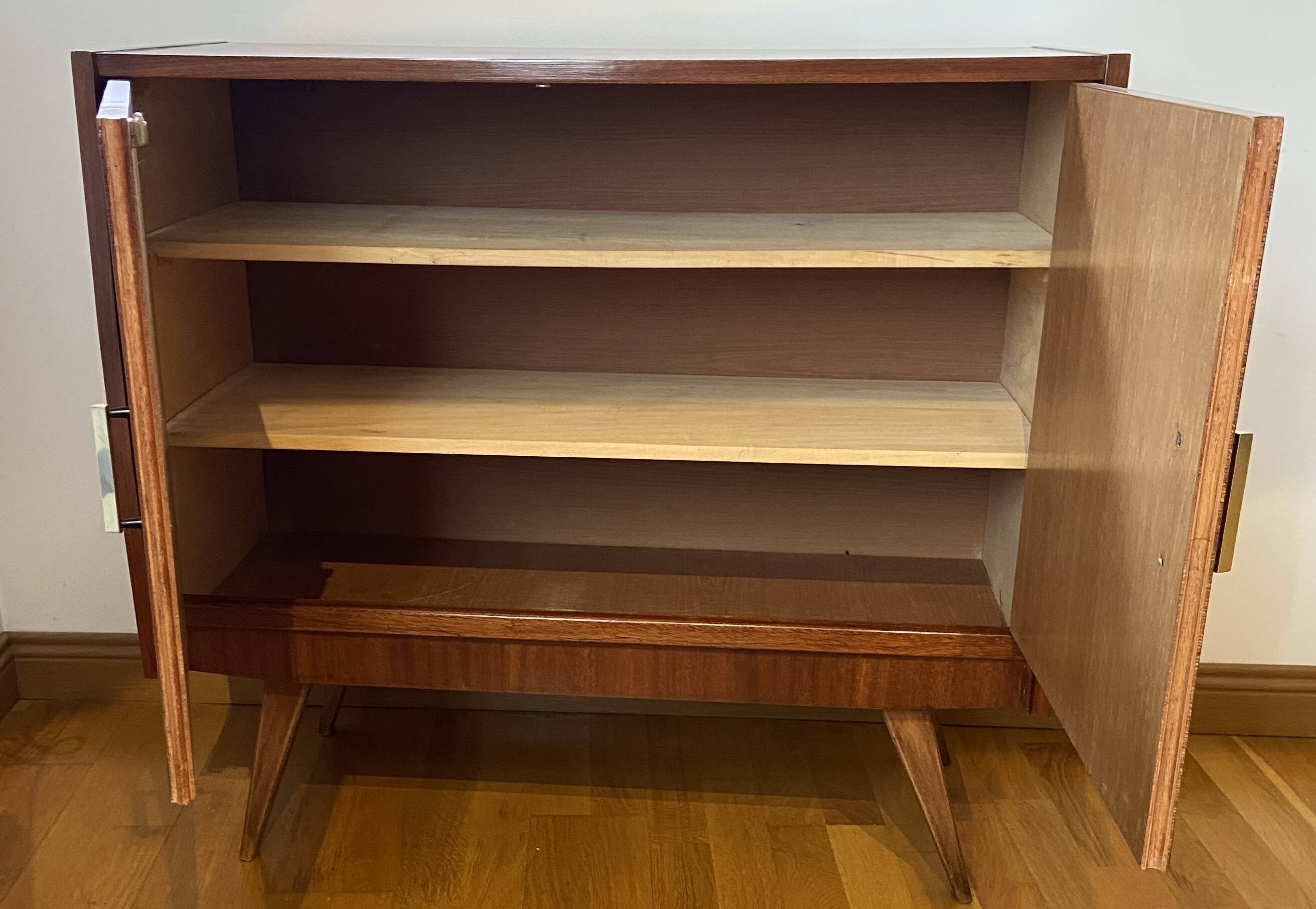 1960s teak veneered sideboard with brass details