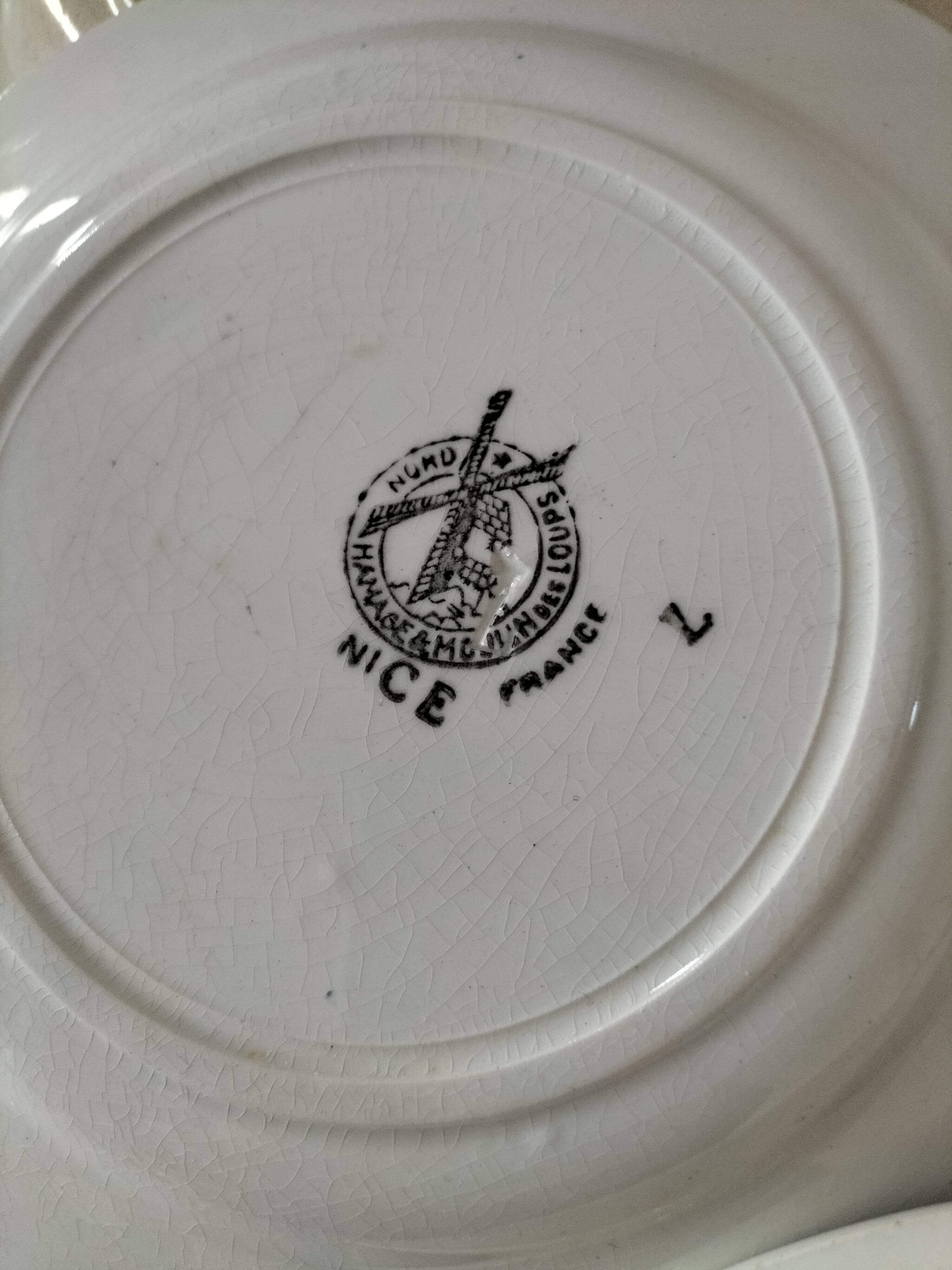 Set of 12 ironstone plates – Deep blue & red