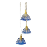 Suspension triple vintage glass chandelier - tableware collection