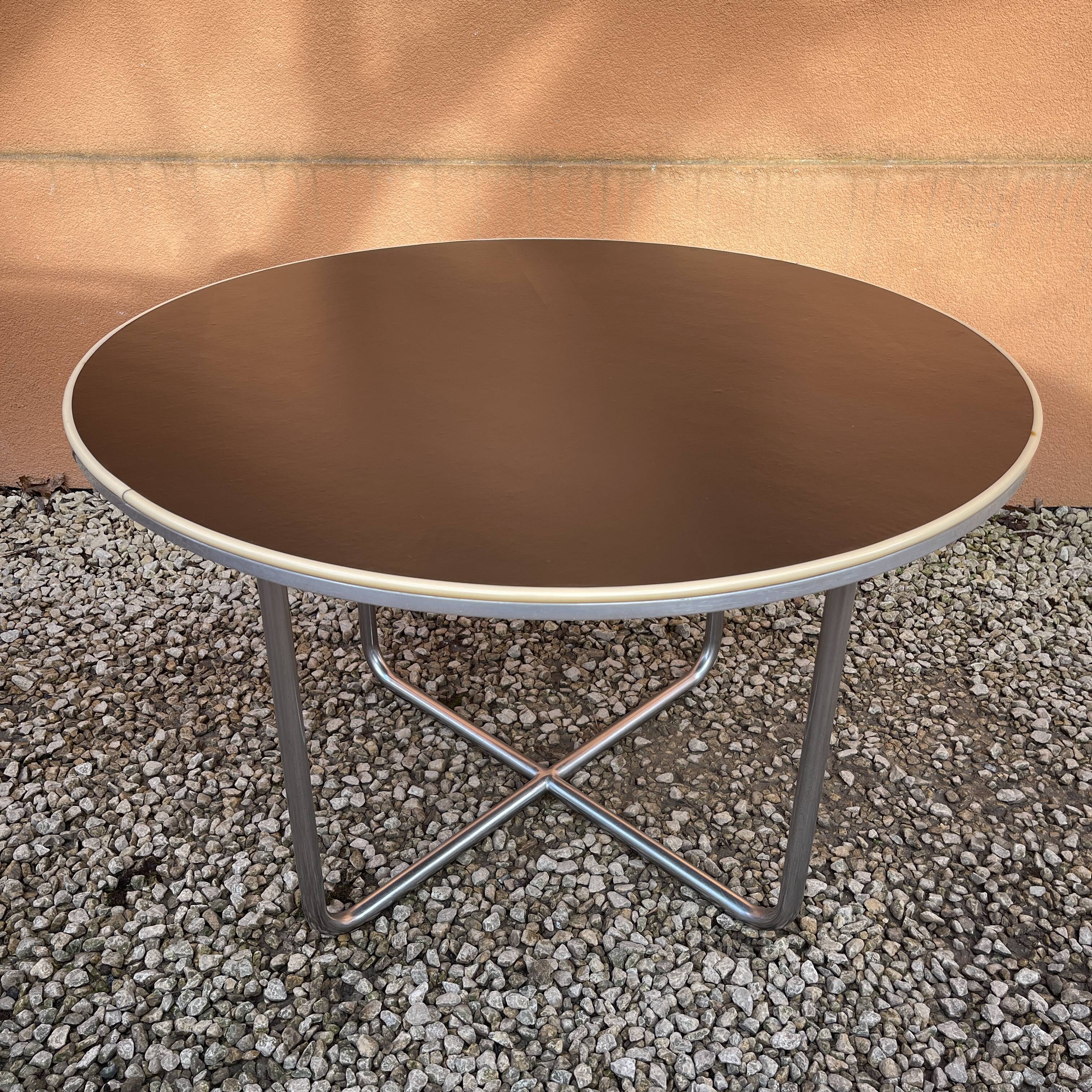Willem hendrik gispen, art deco modernist round coffee table, tubular structure