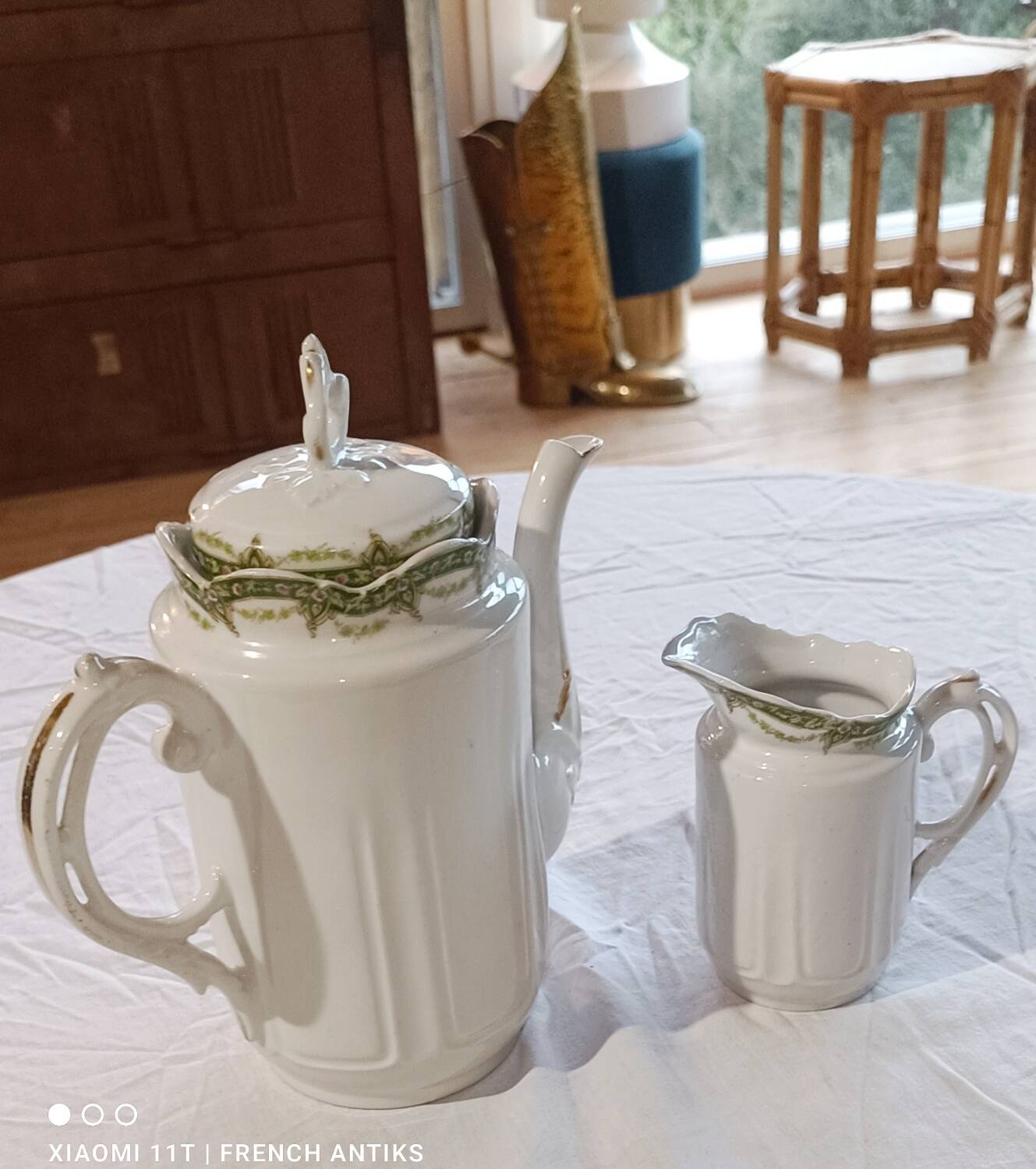 Coffee pot and milk jug in Limoges porcelain, France, early 20th century