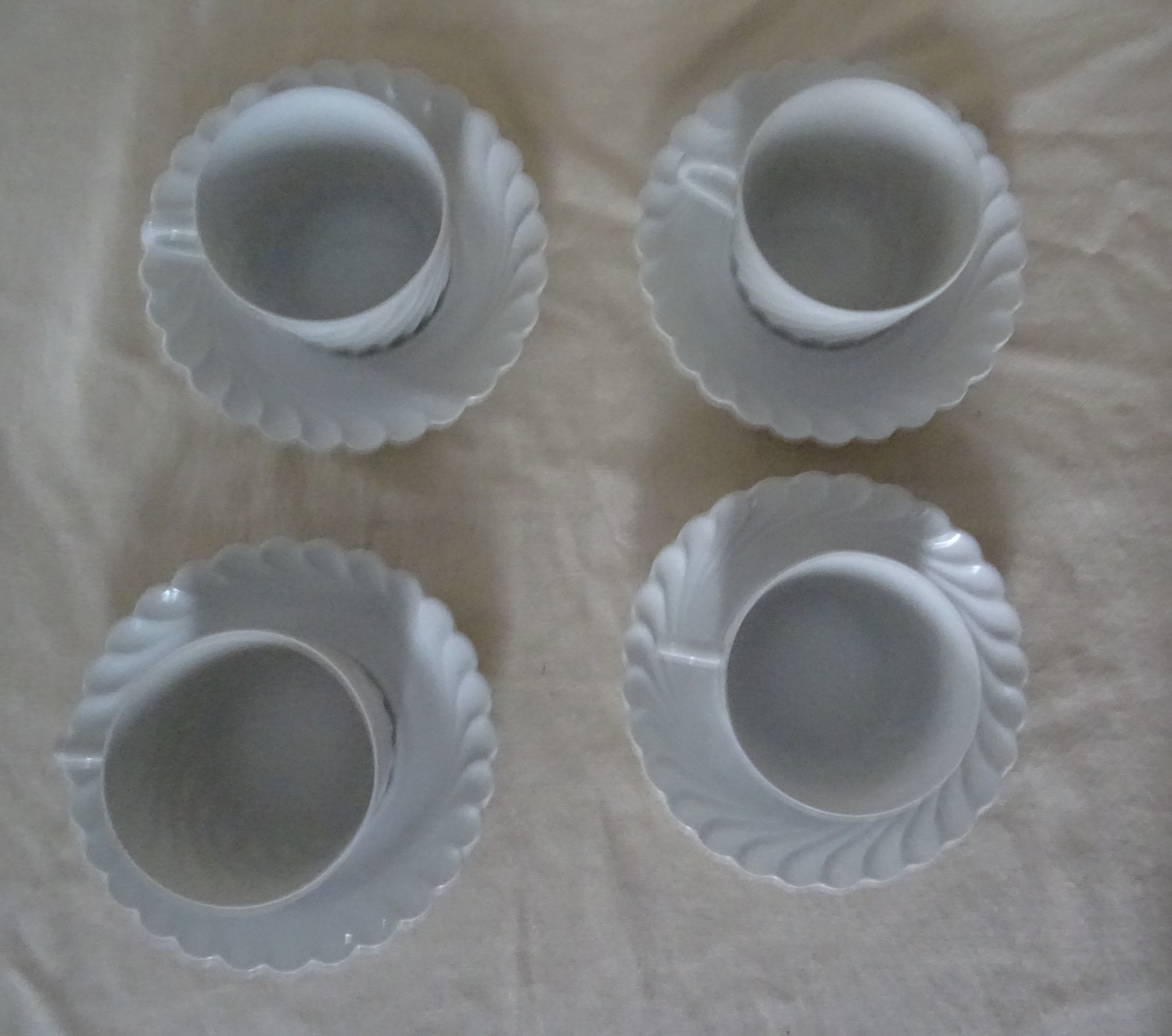4 cups with saucer Limoges Haviland white torso