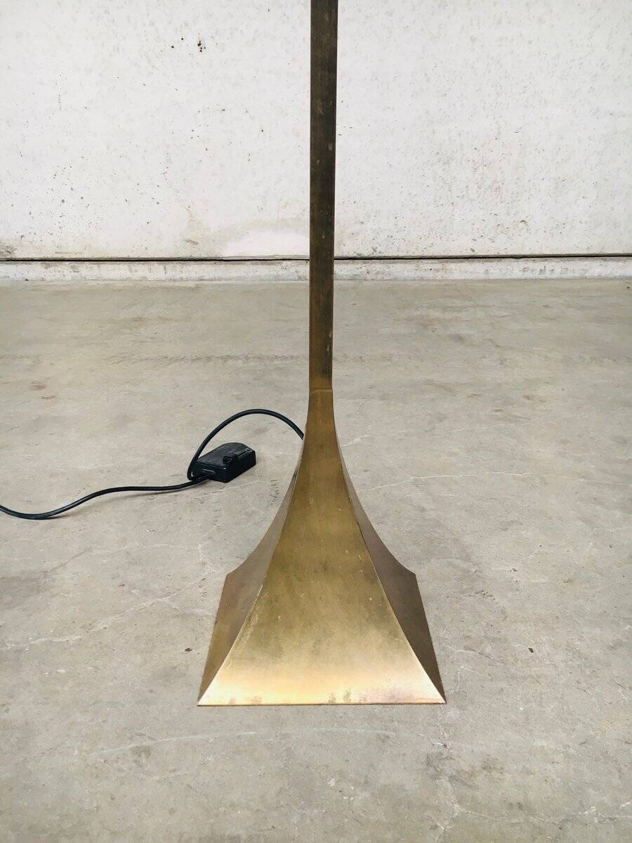 Postmodern Design Brass Fluted Torchiere Floor Lamp by Relco, Italy, 1980s