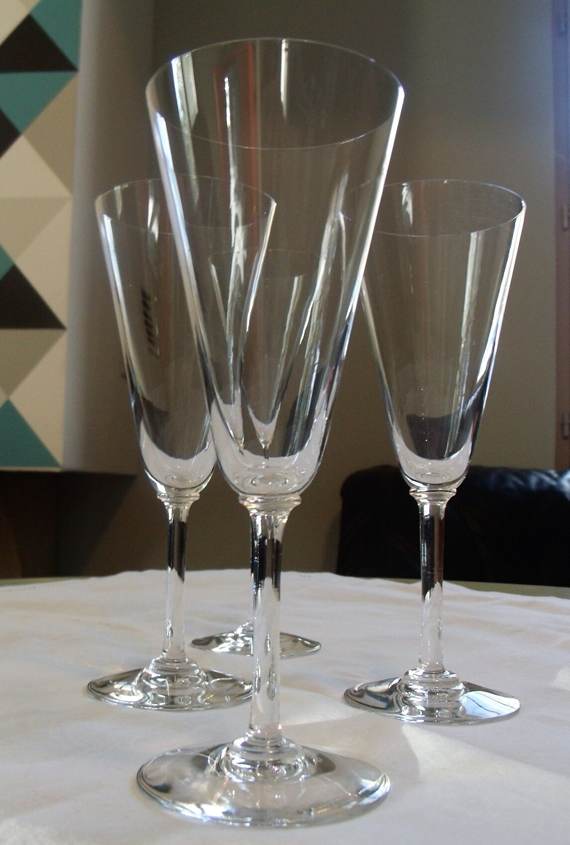 Set of 4 crystal champagne flutes stamped Baccarat