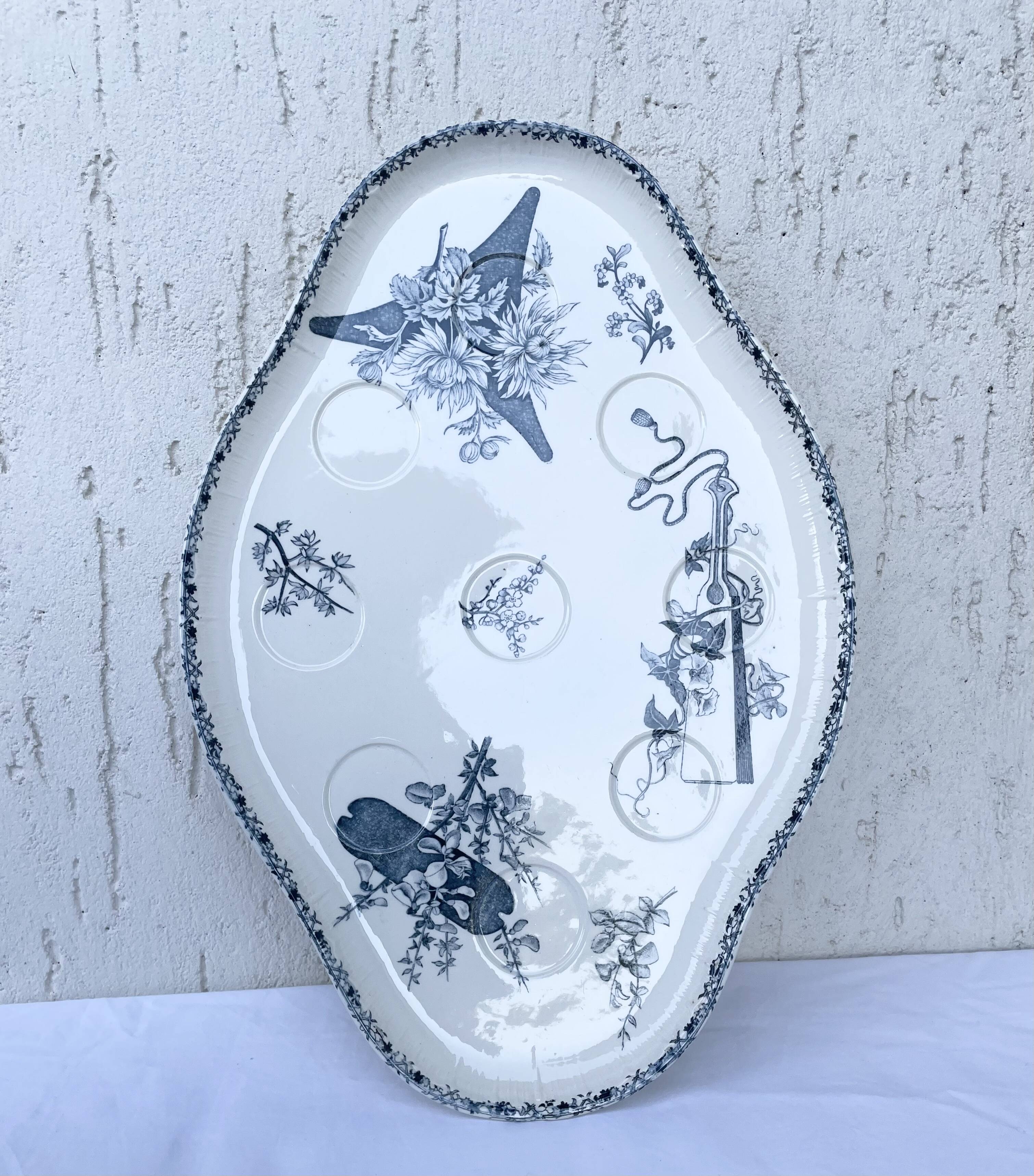 Old earthenware egg dish – Émile Bourgeois, late 19th century