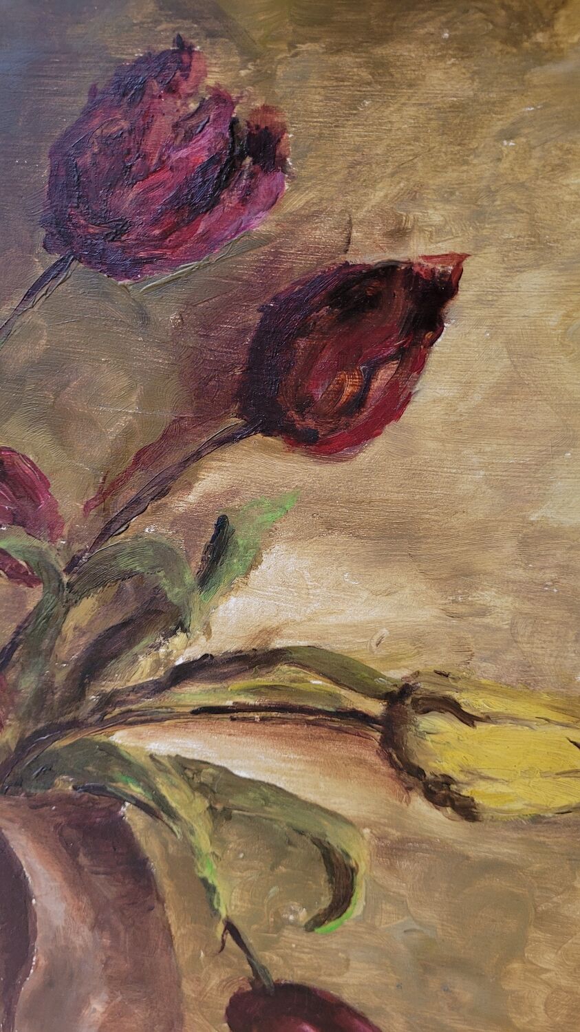 Huile sur bois, Les tulipes