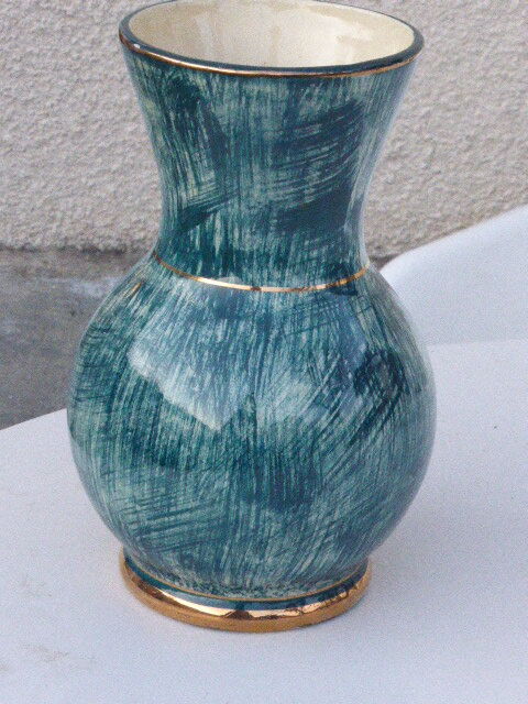 Vase in ceramic emailed green Vallauris vintage 1960