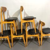 12 chaises stella 1950 en bois courbé signées