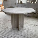 Octagonal travertine coffee table