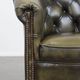 English Chesterfield club chair in olive green cowhide leather