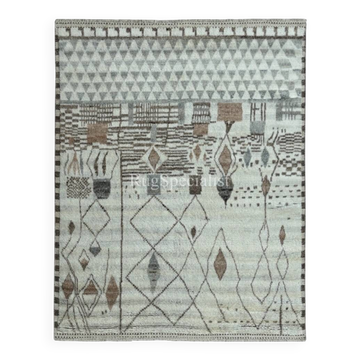 Tapis berbère de design marocain contemporain. 100 % laine. Tapis Beni Ourain fait à la main.