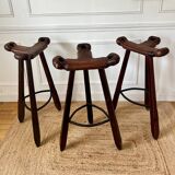Set of three brutalist bar stools