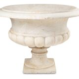 Medici vase with a gaudrooned body and flared marble neck. Circa 1880