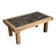Brutalist coffee table in solid oak and marble from the 70s