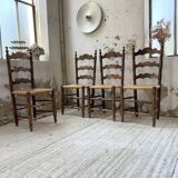 Set of rustic Provençal mulched chairs