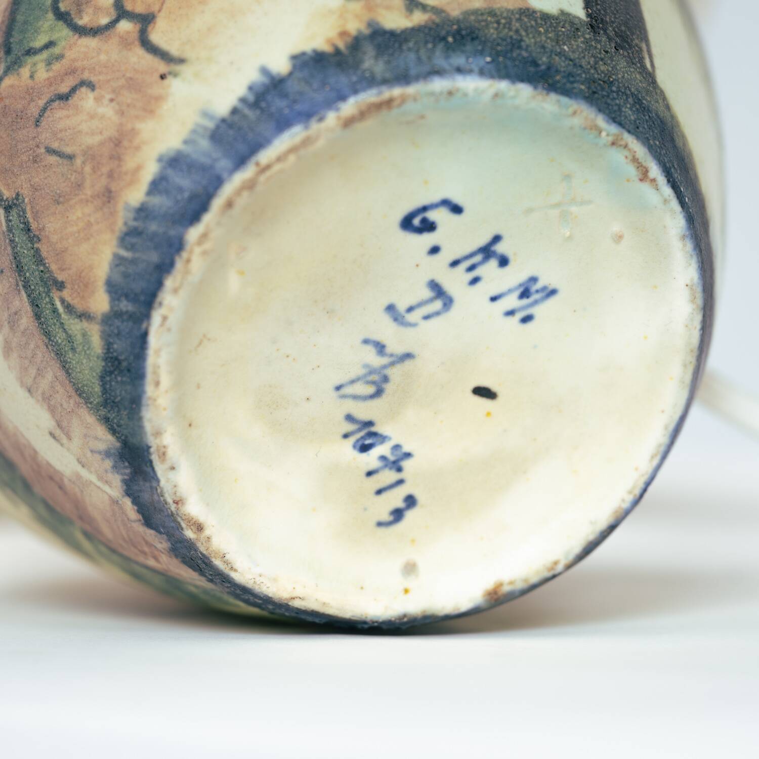 Handpainted porcelain Art Nouveau table lamp by Großherzoglichen Keramik-Manufaktur Darmstadt, 1930