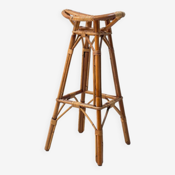 High stool in bamboo and rattan, circa 1960.