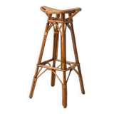 High stool in bamboo and rattan, circa 1960.
