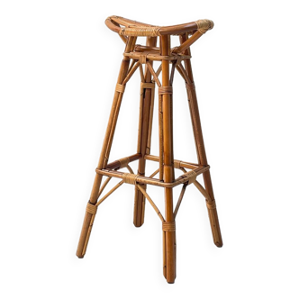 High stool in bamboo and rattan, circa 1960.