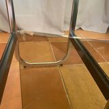 Serving trolley, side table, chrome metal and smoked glass, 1970s