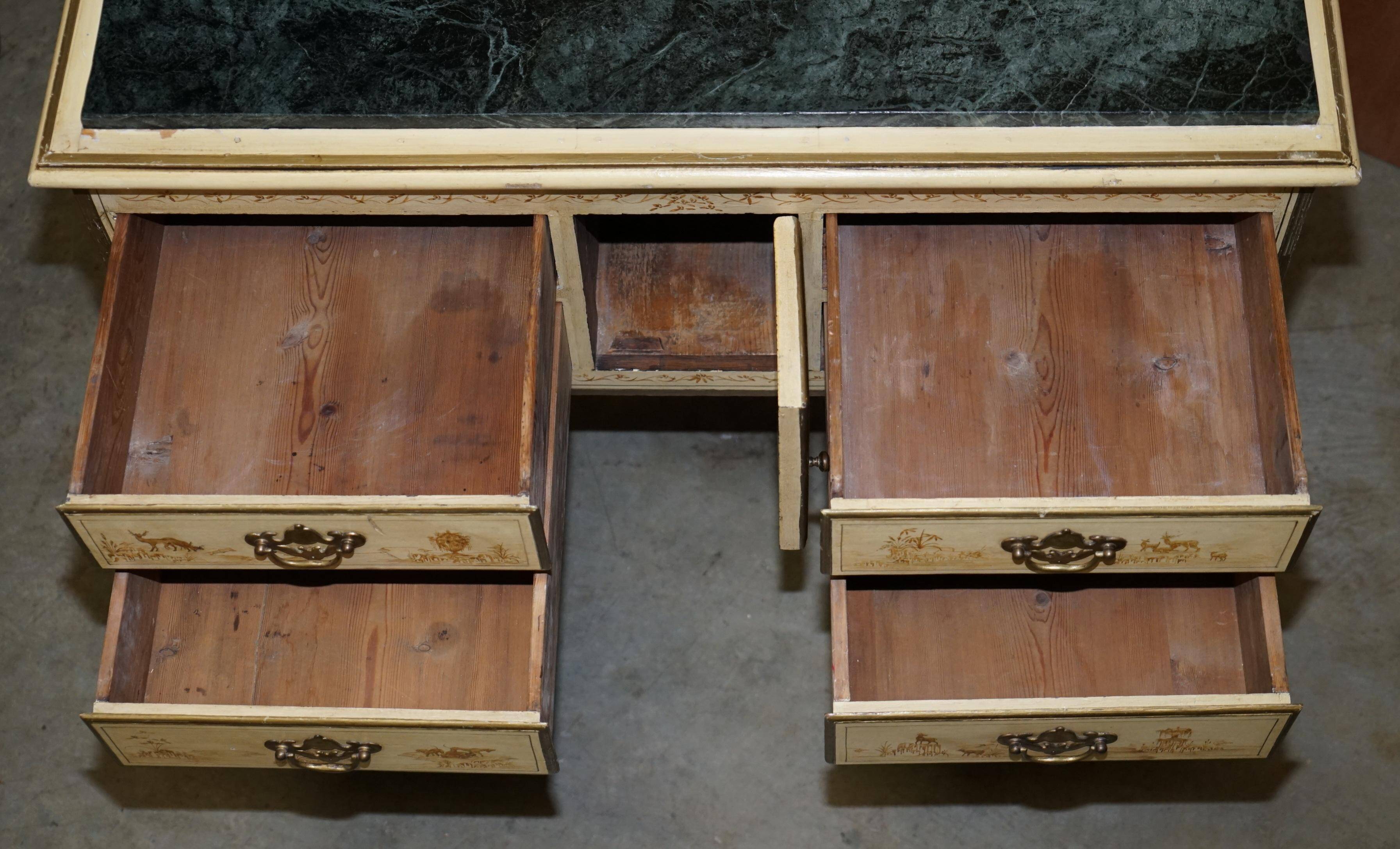 Chinoiserie Buffet with Marble Top in Chippendale Style