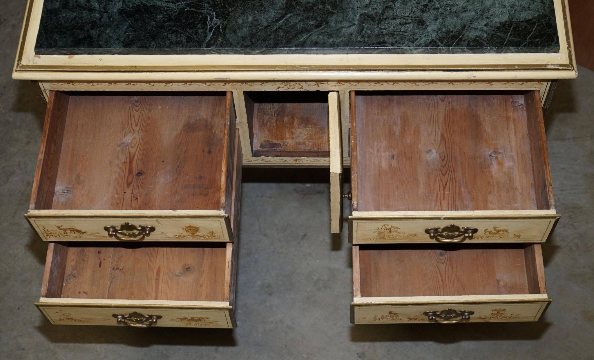 Chinoiserie Buffet with Marble Top in Chippendale Style
