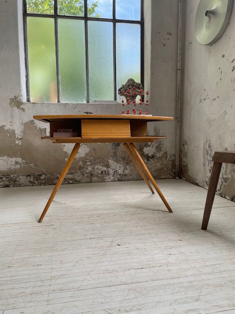 Vintage oak compass desk