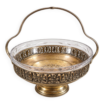 Very pretty compote / footed bowl with handle, with retro and elegant charm.